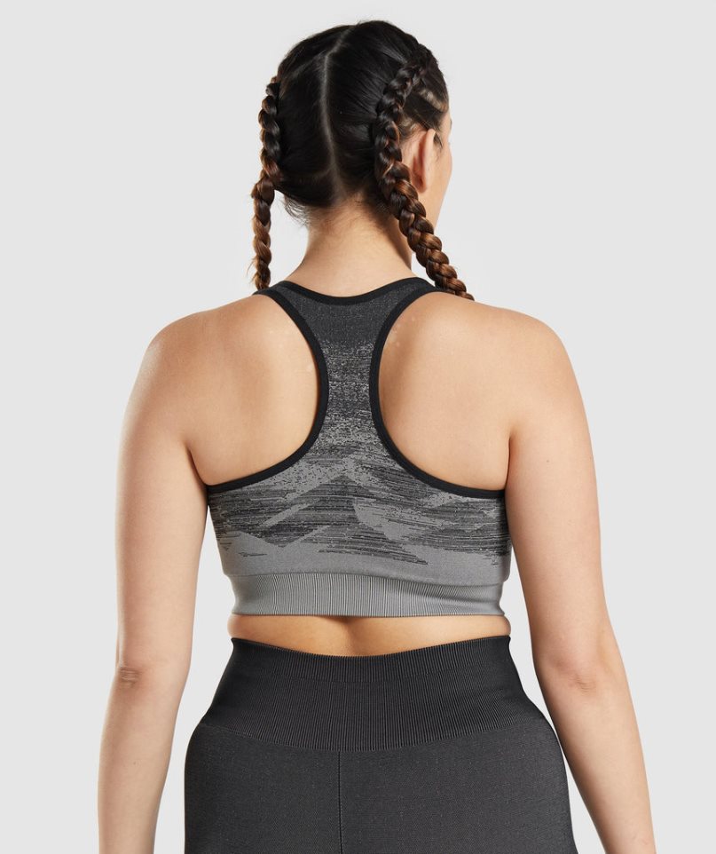 Staniki Sportowe Gymshark Adapt Ombre Seamless Damskie Czarne | PL 649LQV